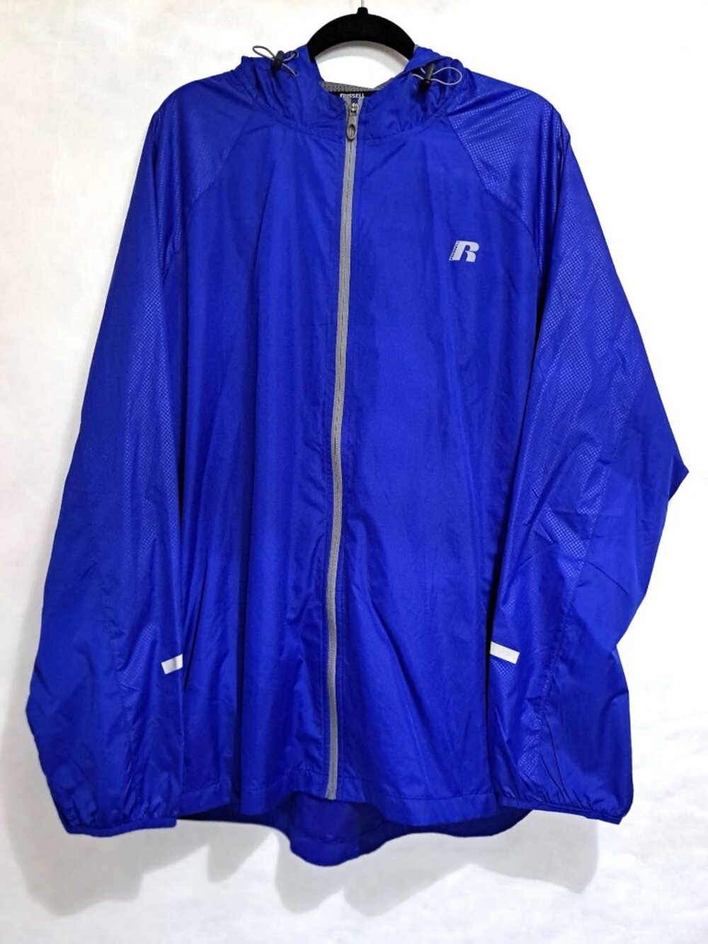 Russell Athletic Men's Hooded Windbreaker Blue size 2XL Full Zip NWT Golf Jacket